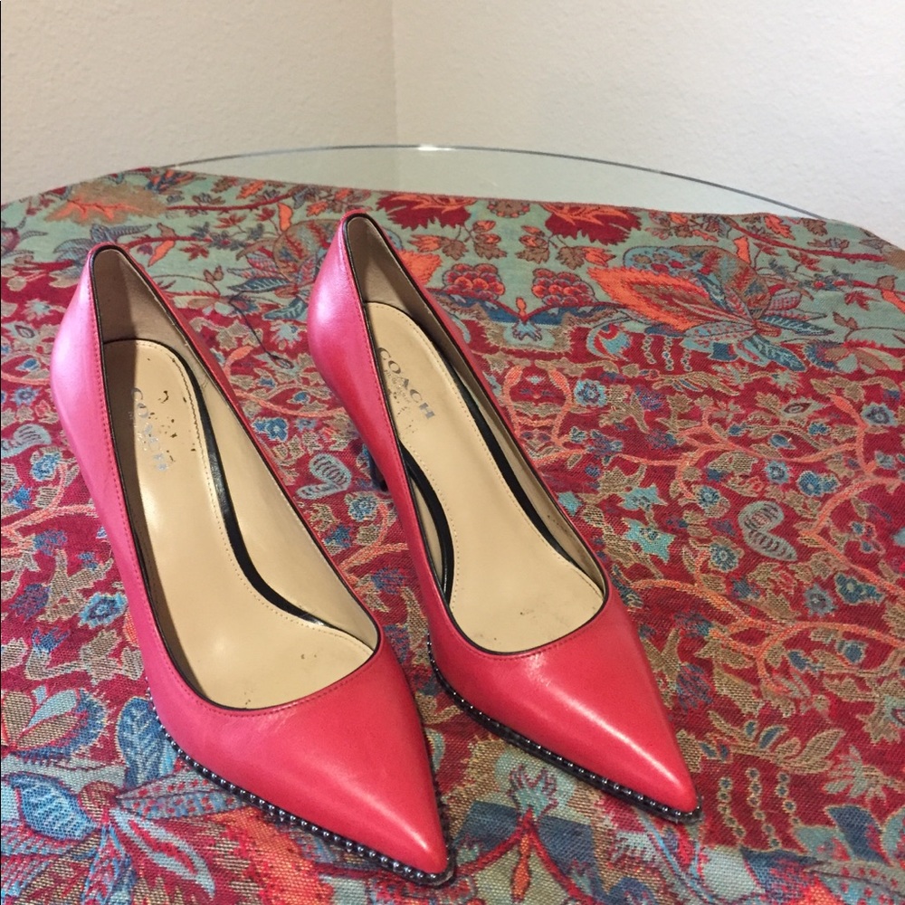 Coach Red Leather Beadchain heel